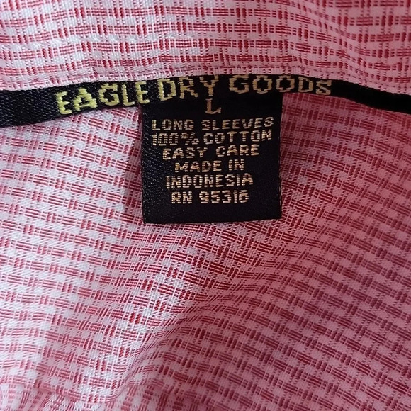 EAGLE DRY GOODS‎ Men's Red and White Checkered Dress Shirt Large - Picture 8 of 8